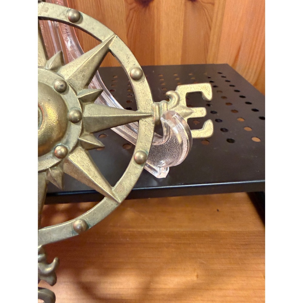Vintage Solid Brass Compass Rose Wall Decor 8" Nautical Made in Taiwan - Picture 3 of 8